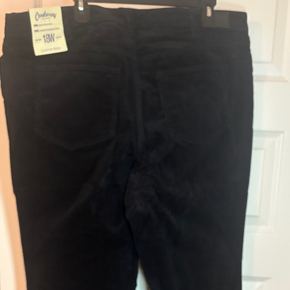 Lands' End Black Corduroy Mid Rise Bootcut Pants SZ 18W plus size casual NWT